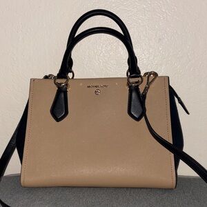 Michael Kors Black and Tan Satchel with velvet on sides